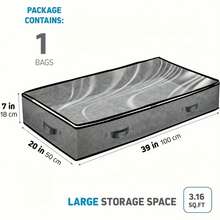 4pcs Extra Large Under-Bed Storage Bags With Full-Open Top Window Design, Convenient For Taking Out Items, Fully Zippered Closure Bedding Storage Bag For Home, Dorm, Clothes, Books, Toys (Gray) - Grey - View 3