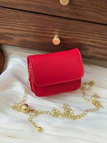 Solid Color Fashionable PU Leather Small Square Cross-Body Shoulder Bag For Girls - A - View 10