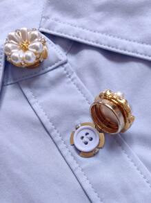 2 piezas Cubierta de botón para camisa, Gemelos con diseño de flor, Broche de botón de manga para vestido, Decoración de botón para esmoquin, Accesorios de ropa, Regalo