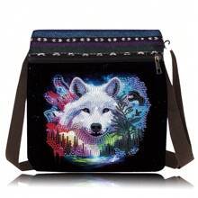 1 pieza Bolso de mano con arte de diamante DIY, Bolso bandolera de pintura de diamantes con forma de animal de 8,7 x 8,5 pulgadas con cristales de strás, cierre con cremallera y correa para mujer, bolso de hombro con forma especial perfecto para uso diario, cenas y viajes, gran regalo hecho a mano para el Día de la Madre, cumpleaños, fiesta de bodas, vacaciones y festivales