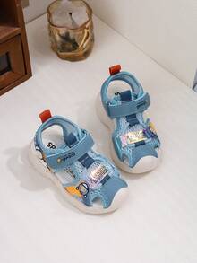 幼儿宝宝防踢夏季凉鞋，新款女童步行鞋，韩版男童沙滩鞋，软底运动鞋 - 藍色 - 查看 5