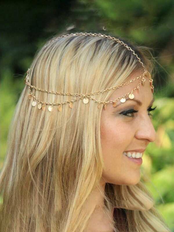 1pc Fashionable Boho-Style Hair Accessory Chain, Suitable For Daily Wear Head Jewelry Head Pieces Jewelry Hair Jewelry Head Chain Hair Vine Chain, Hair Jewellery, Wedding, Festival Outfits, Rave Accessories