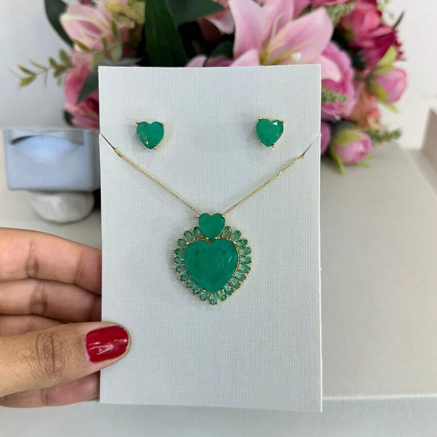 30 Necklace And Earring Set Designs For Mother's Day, Valentine's Day, Birthday, Etc. - Double Heart Semi-jewelry - View 1
