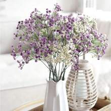 Yastouay 满天星人造花，1 件假白色满天星人造花散装，真实触感人造满天星花束，适用于婚礼花艺布置派对装饰