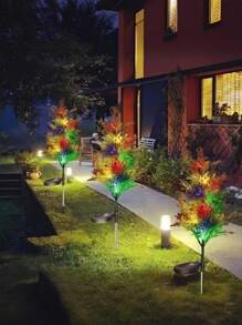 1/2 peças Luzes em Forma de Árvore de Pinheiro Alimentadas por Energia Solar, Decorações Coloridas para Pátio Externo com Estacas de Metal Ajustáveis, Perfeitas para Decoração de Jardim no Natal e Dia dos Namorados, Decorações de Pátio Solares
