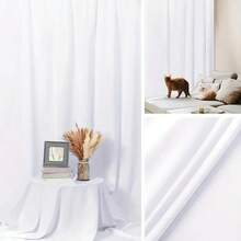 白色多功能背景布，适用于摄影、视频工作室和人像拍摄中的直播、影棚拍摄等场景。这是一款纯色背景布，功能多样，便携易安装。它是一款便携式裁剪背景布，可用于摄影和直播，可熨烫、水洗、折叠，适用于专业摄影。它经久耐用，可水洗。 - 白色 - 查看 9