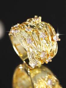 1 buc Inele de logodnă cu zirconiu cubic geometric plin de farmec, sortate după mărime, inele de logodnă cuplu, răsucite de lux pentru femei, decorațiuni zilnice, întâlniri, banchet, bal, petrecere, inel de bijuterii