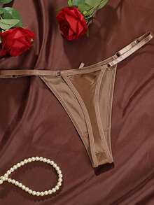 3 件女士缎面可调节内裤，性感低腰蝴蝶结丁字裤内裤 - 彩色 - 查看 3