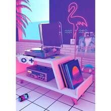 1PC Optional Frame Neon Synthwave Arcade Zone Dream Posters Canvas Painting Game Playroom Wall Art Picture For Cafe Club Room Home Decoration Reusable Frame ,Wall Art With Frame - Multicolor - View 131