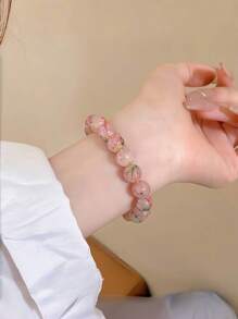 1 pieza Brazalete elástico con cuentas con efecto de grietas y degradado de color