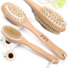 Pig Bristle Brush, Massage And Scrubbing Brush, Handheld Body Brush, Bath Brush, Round Bath Brush, Straw Wood Bath Brush Back To School