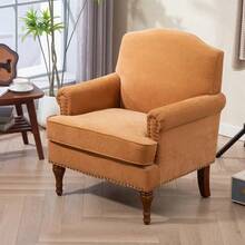 Accent Chair.Nailhead Trim Armchair For Living Room,Comfy Chenille Club Sofa Chair,Springs Cushions & Wood Legs. Traditional Single Couch Chair For Bedroom.Farmhouse,Holds 300lbs(Brown) - default - View 7
