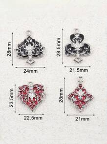 5pcs Alloy Oil Drop Personalized Retro Poker Element Pendant, Heart, Plum Blossom, Square Charms, DIY For Phone Chains, Bags, Necklaces, Earrings, Keychains, Jewelry Accessories