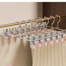 10pcs Metal Pants Hangers With Adjustable Clips, Non-Slip Multipurpose Organizer, Space-Saving, Suitable For Pants, Skirts, Jeans, Coats, Wardrobe And Retail Display