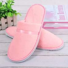 1pair Disposable Coral Fleece Slippers, Comfy Closed Toe Warm Flat Shoes For Women, Suitable For Home Guest Spa Hotel,Spa Slippers, Non Slip Disposable Hotel Slippers,Multi Color Reusable House Slippers, Indoor, Bathroom, Bedroom, Travel Slippers For Women, Men, Unisex(Random Color And Style) Back To School