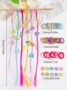 166pcs Girls Hair Accessories Set, Colorful Fake Braids, Cute Hairpins, Fashionable Braids, Sweet Headbands - Multicolor - View 7