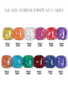 Miss Leia 12支/套 15毫升 夏季水晶透明糖果极光琥珀闪粉凝胶指甲油，美白多功能亮泽果冻片指甲油，UV/LED固化，适用于美甲沙龙、家庭SPA、女士礼物、DIY美甲 - 彩色 - 查看 7