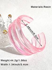 1pc Pink Fashionable Elegant Asymmetric Round Women Bracelet, Stylish & Versatile For Party Wear - Multicolor - View 17