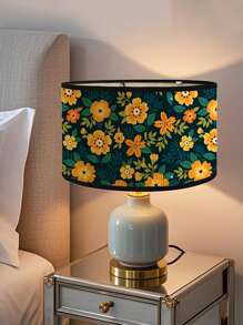 1 Stück handgemachter Bambuslampensch irm im Bohemien-Stil, bedruckter Blumenlampensch irm, abnehmbarer Bambuslampensch irm