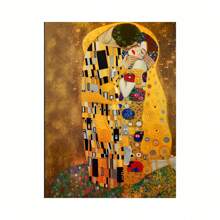 Set di ricamo di diamanti 5D a tema del bacio dorato di Gustav Klimt, artigianato fai-da-te per decorazione domestica, regalo, stile anime, ricamo a mosaico a tutto tondo con punto croce
