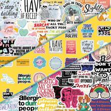 50pcs Snarky English Phrase Cartoon Fresh Creative Personalized Decorative Glass Car Helmet Stickers Room Decor Home Decor Wall Decor Personalized Wall Stickers
