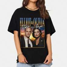 Camiseta Homenaje a Elliot Stabler y Olivia Benson de Law & Order: SVU, Camiseta de Elliot y Olivia, Camiseta de la serie Law & Order - Negro - Ver 1