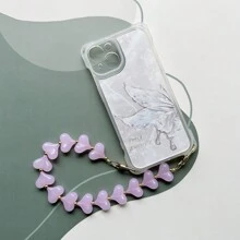 Modieuze, doorschijnende, met kralen versierde telefoonkoord van acryl met perzikmotief, een leuk Valentijnsdagcadeau