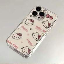 Sanrio 1pc Happy Hello Kitty Cat Shockproof & Drop-Proof Full Body Phone Case, Compatible With IPhone 15/14/13/12/11/7/8/7plus/8plus/XSMAX/XS/X/XR S21/S22/S23/S24/S25/A55/A72/A03 Series