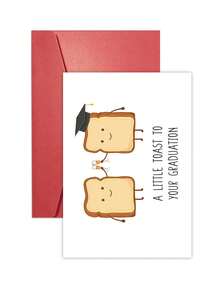 1pc Funny Food Pun Graduation Card For Him Her, Cute Toast Graduation Card For Daughter Son, Congratulations On Graduating Card, A Little Toast To Your Graduation - Multicolor - View 1