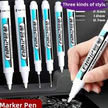 3 piezas de bolígrafos marcadores blancos, con puntas de 0.7mm, 1mm y 2.0mm, resistentes al agua y aptos para trabajos en madera, arquitectura, construcción, vidrio, neumáticos, cuadernos y proyectos artísticos