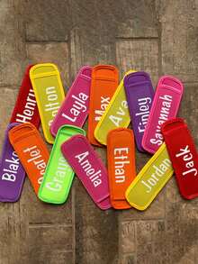 1pc Custom Name Popsicle Neoprene Insulated Sleeve, Custom Name Letter Solid Color Popsicle Sleeve, Frozen Popsicle Sleeve, Colored Popsicle Sleeve Bags, Reusable And Washable Summer Popsicle Sleeve,Christmas Gift Supplies - Multicolor - View 4
