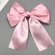 5pcs Women's Solid Color Bow Hair Clips, Elegant Satin Bow Hair Clips For Ponytail, Top Clip, Gift For Valentine's Day Claw Clips Hair Claws Hair Barrettes