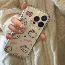 Sanrio 1pc Happy Hello Kitty Cat Shockproof & Drop-Proof Full Body Phone Case, Compatible With IPhone 15/14/13/12/11/7/8/7plus/8plus/XSMAX/XS/X/XR S21/S22/S23/S24/S25/A55/A72/A03 Series