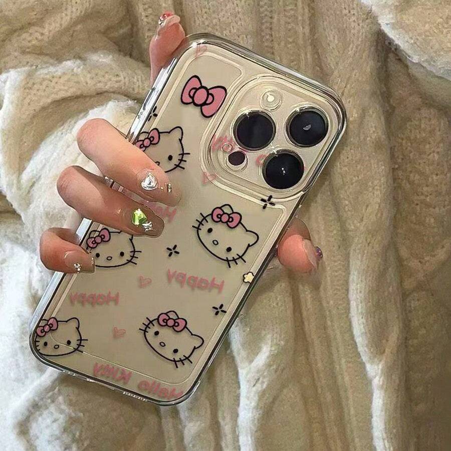 Sanrio 1pc Happy Hello Kitty Cat Shockproof & Drop-Proof Full Body Phone Case, Compatible With IPhone 15/14/13/12/11/7/8/7plus/8plus/XSMAX/XS/X/XR S21/S22/S23/S24/S25/A55/A72/A03 Series