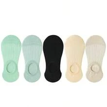 5 双女士硅胶隐形船袜夏季纯色踝袜船袜女式柔软拖鞋袜 35-40 欧元