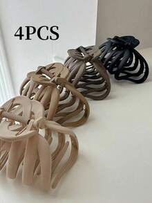 1 件/2 件/4 件优雅女士发夹,百搭日常佩戴,简约纯色哑光发夹,适合马尾辫、发髻发型、休闲或波西米亚风配饰,爪夹秋冬发饰,适合女士度假装 - 彩色 - 查看 9