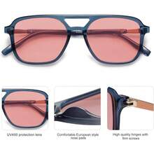 Retro Aviator Sunglasses For Women Men, Rectangle Womens Mens Shades Sun Glasses SJ2202 - Blue - View 5