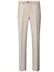 3 件套男士时尚商务纯色修身弹力西装，含西装外套、背心和裤子，工作正装