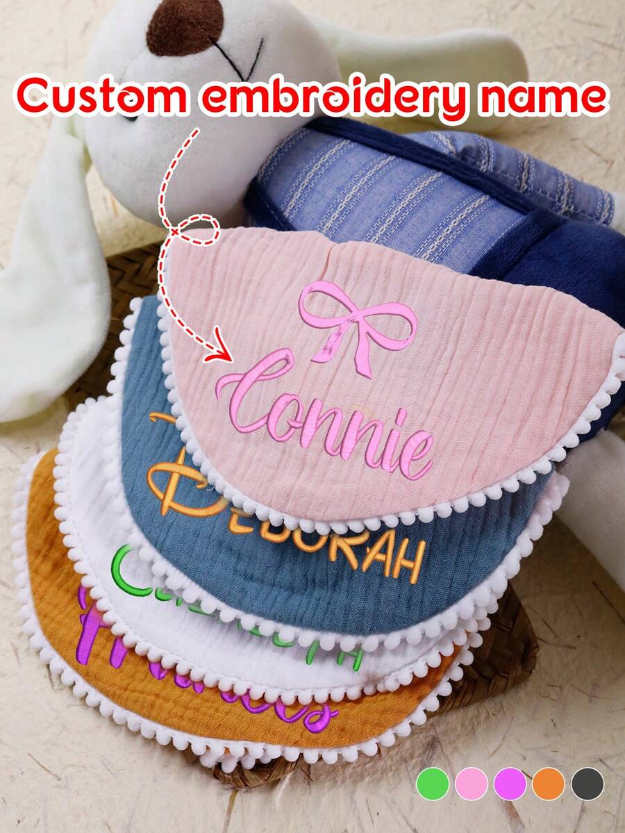 LICVIC Custom Baby Bibs With Personalized Monogram And Embroidered Name, Customizable Ruffle Bow Baby Girl Bibs, Newborn Infant Bib Gift - Multicolor - View 1