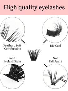 200 Clusters 80D False Eyelashes | DD Curl Fluffy Voluminous Lashes, 4D Sparkling Glam Eyes | European Style Cruelty-Free Mink Extensions | Holiday Gifts, Reusable & Easy Apply