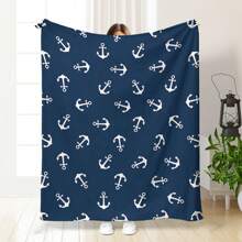 Luxurious Navy Blue Nautical Anchor Blanket - Cozy Double-Sided Flannel With Anchor Pattern, Ideal Gift For Men And Women, Perfect For Birthday, Christmas, Father's Day - All Season Comfort, All Season Blanket | Anchor Pattern Blanket | Polyester Fleece