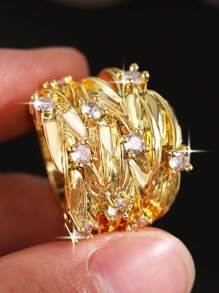 1 buc Inele de logodnă cu zirconiu cubic geometric plin de farmec, sortate după mărime, inele de logodnă cuplu, răsucite de lux pentru femei, decorațiuni zilnice, întâlniri, banchet, bal, petrecere, inel de bijuterii