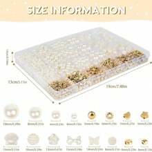 1000pcs White Mixed Acrylic Pearl Polished Loose Beads Set Elegant For DIY Jewelry Decors Handmade Craft Jewelry Making Supplies,Valentine's Day Gift
