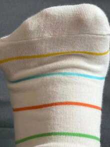 3 双彩色圆点多巴胺设计中筒袜，甜美可爱女孩新奇袜子，秋季 - 彩色 - 查看 6