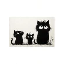 1/4/6/Stück kreatives abstraktes Tischset aus Leinen mit einfachem Katzenmuster, Größe 30 x 45 cm/12 x 18 Zoll, mit mehreren Stilen zur Auswahl, geeignet als Schreibtischdekoration, Familienfeiern, Küchen- und Restaurantdekoration. - Verschiedenfarbig - Übersicht 24