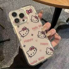 Sanrio 1pc Happy Hello Kitty Cat Shockproof & Drop-Proof Full Body Phone Case, Compatible With IPhone 15/14/13/12/11/7/8/7plus/8plus/XSMAX/XS/X/XR S21/S22/S23/S24/S25/A55/A72/A03 Series