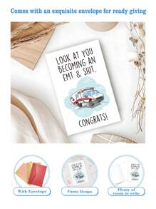1pc Funny Congrats Card For Emergency Services Graduate, Congratulations Card For Him Her, New EMT Graduation Card, Look At You Becoming An EMT And