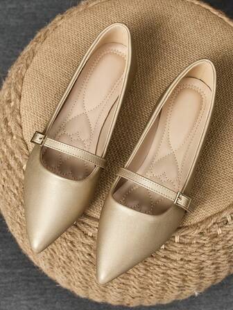 WHDXY 1 双女士尖头软皮平底鞋，舒适百搭工作办公室乐福鞋，休闲一脚蹬芭蕾平底鞋