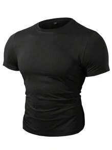 5 Pieces Of Men's Casual Sport T-Shirts, Solid Color Round Neck Short Sleeves, Quick-Drying Breathable Training Shirts, Fitness Running Shirts, Summer Casual Comfortable Tops