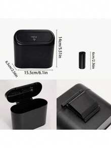 1pc Car Trash Can With Lid & Side Door Hanging Design, Including A Garbage Bag Travel Storage Organizer - Multicolor - View 3